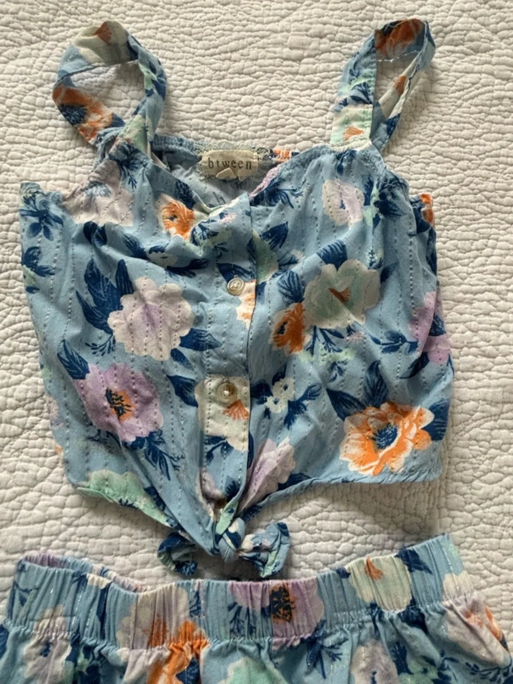 btween girls summer Sky Blue Floral two piece set - size 6. - Picture 3 of 4